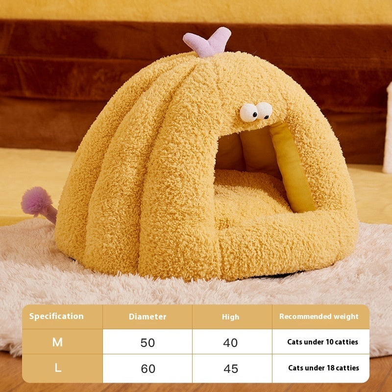 Discover the Adorable Small Monster-shaped Cat Kennel!